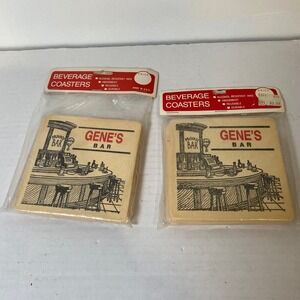 Maude Corporation Gene's Bar Coasters Alcohol Resistant Absorbent New 2‎ packs